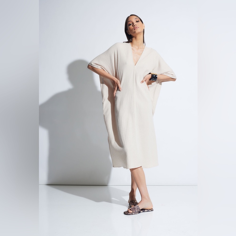 Natori Cream Kaftan Dress